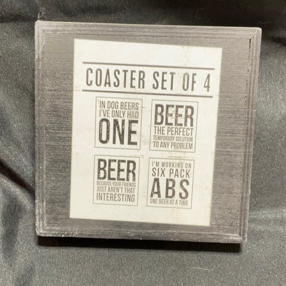 Rustic Black and White Beer Coaster Set - Picture 3 of 3